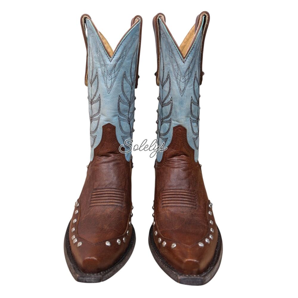 Old Gringo Yippee Ki Yay Cizea Brass Brown Aqua 10" Turquoise Cowgirl Boot 7B